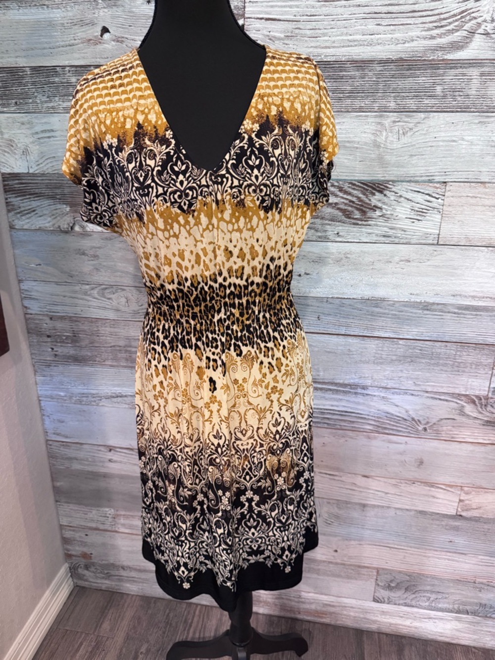 NWT Just Love Yellow and Black V-Neck Mini Dress